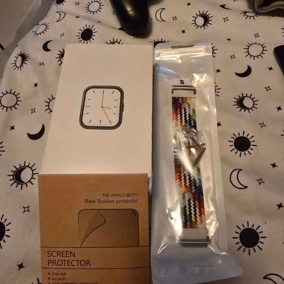Smartwatch and Screen Protector with Multicolor Band